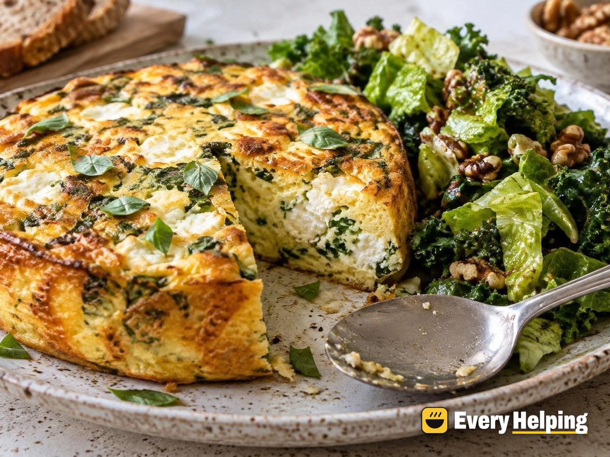 Ricotta-Basil Oven Frittata with Arugula-Style Greens