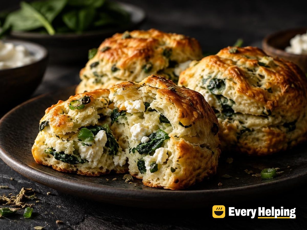 Flaky Spinach Feta Biscuits with Oregano