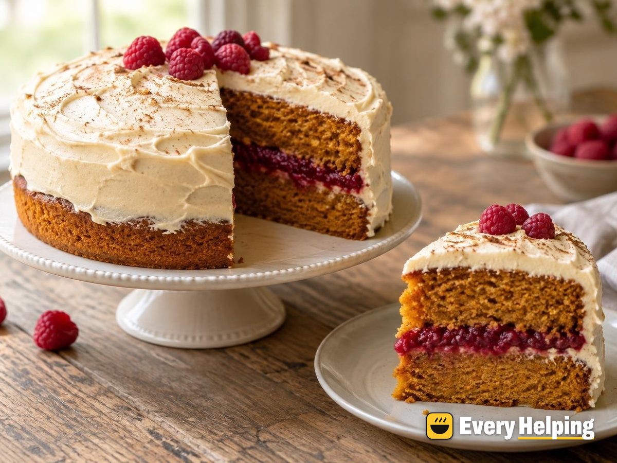Pumpkin Spice Layer Cake with Raspberry Filling