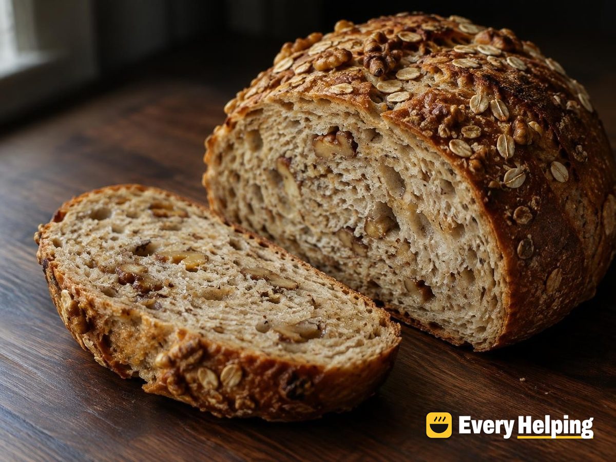 Soft Oat and Walnut Sourdough Boule