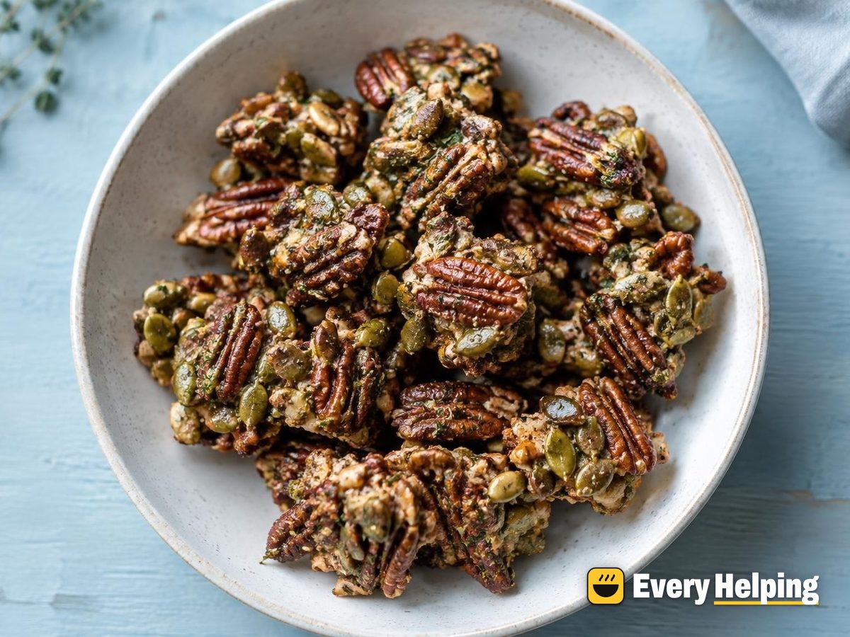 Garlic Herb Pecan and Pepita Cluster Crunch