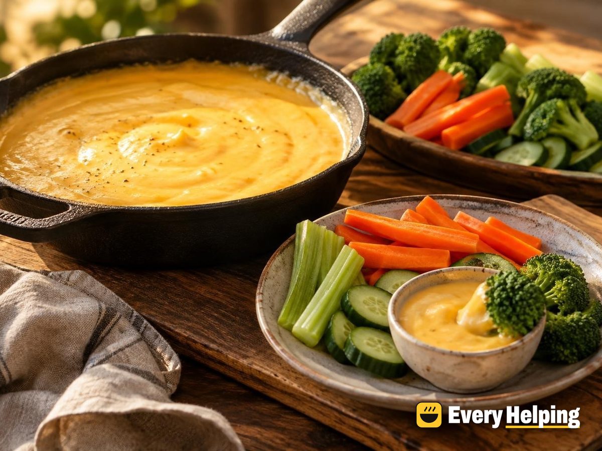 Stovetop Cheddar Cheese Dip with Crudités