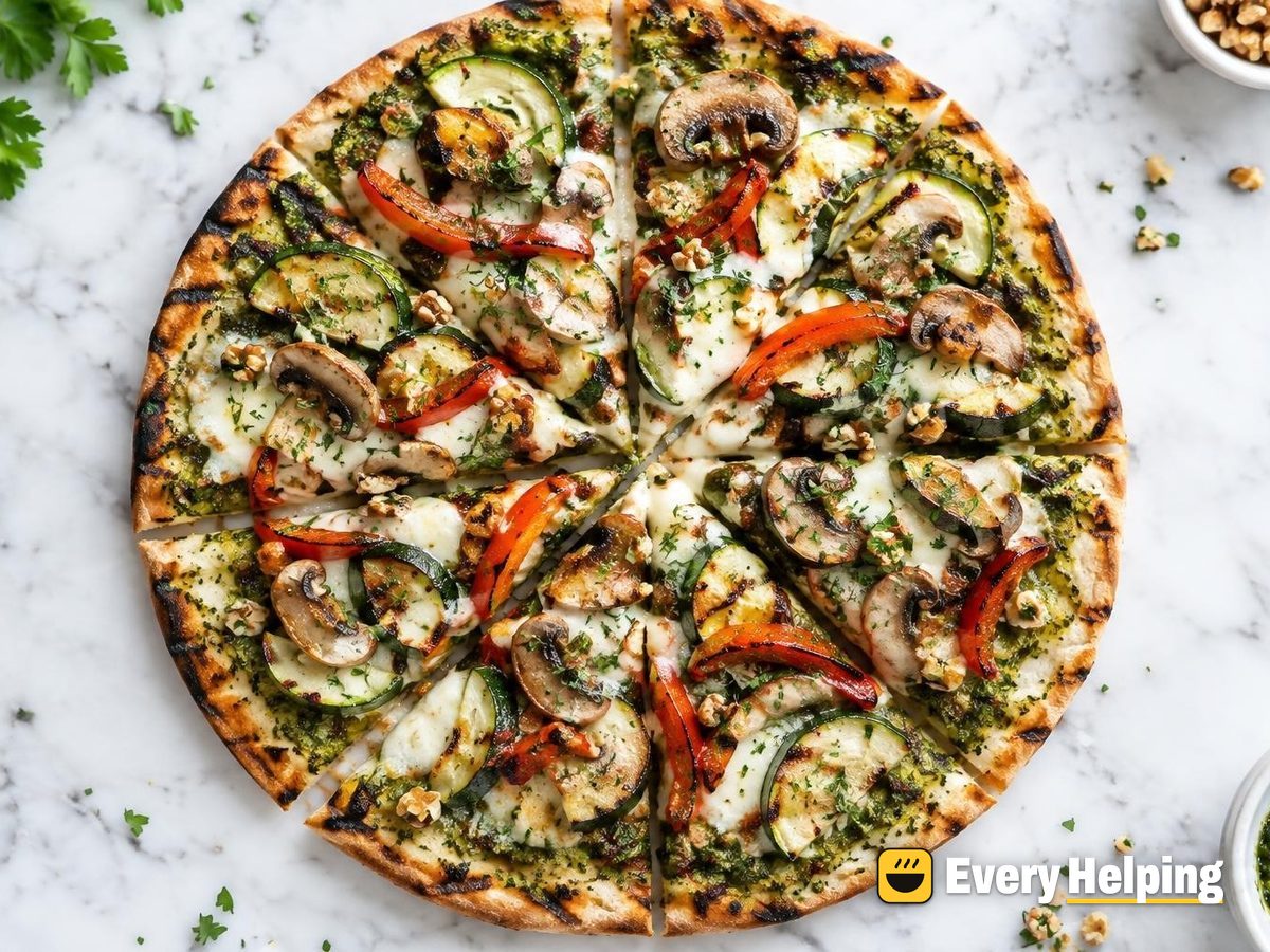 Thin-Crust Grilled Pizzas with Parsley-Dill Pesto