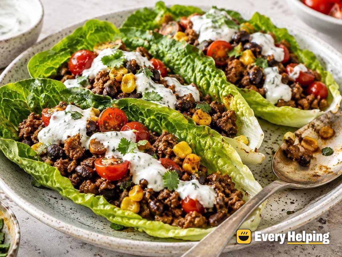 Chipotle-Style Turkey Lettuce Wraps with Lime Yogurt