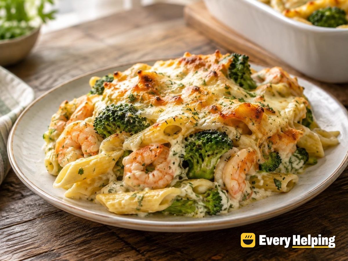 Lemon-Herb Shrimp Penne Bake with Broccoli