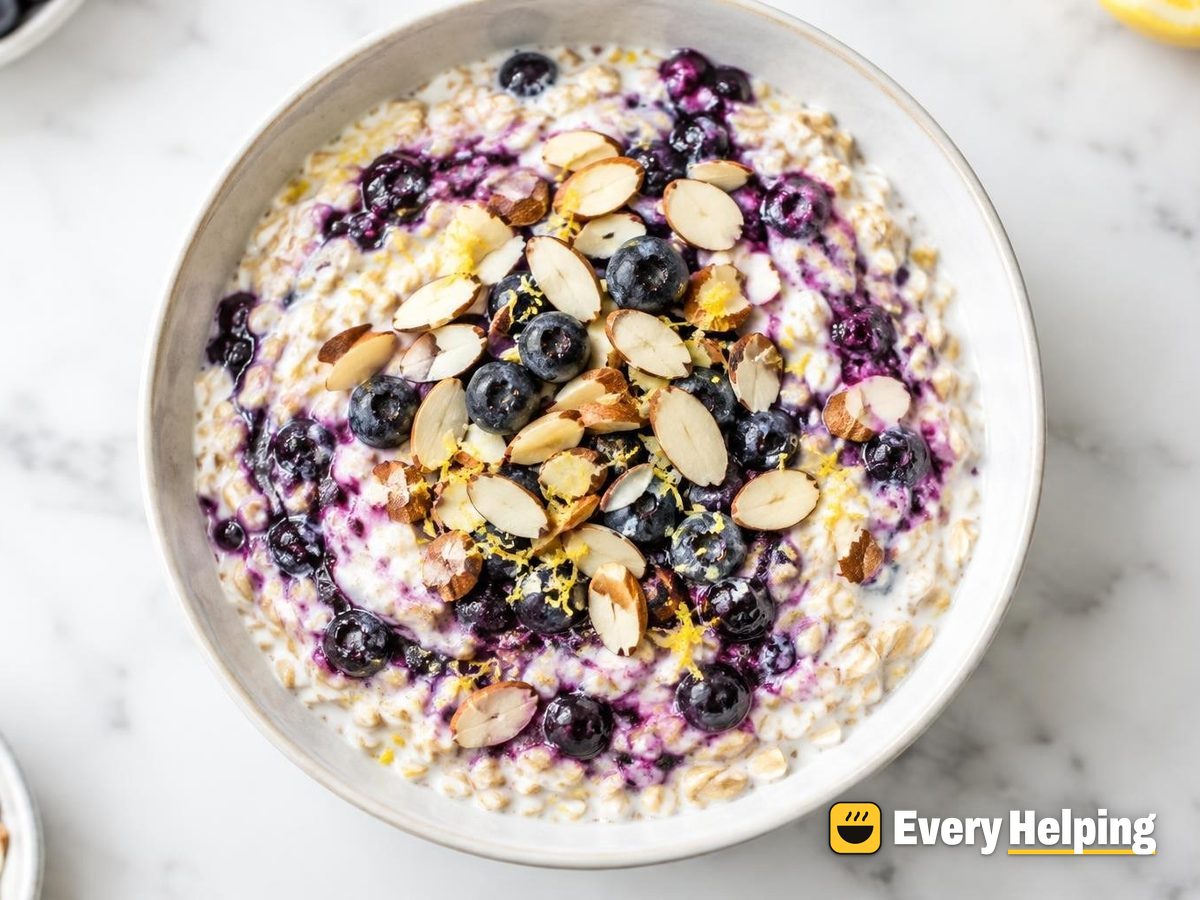 Blueberry Lemon Vanilla Overnight Oats with Almonds