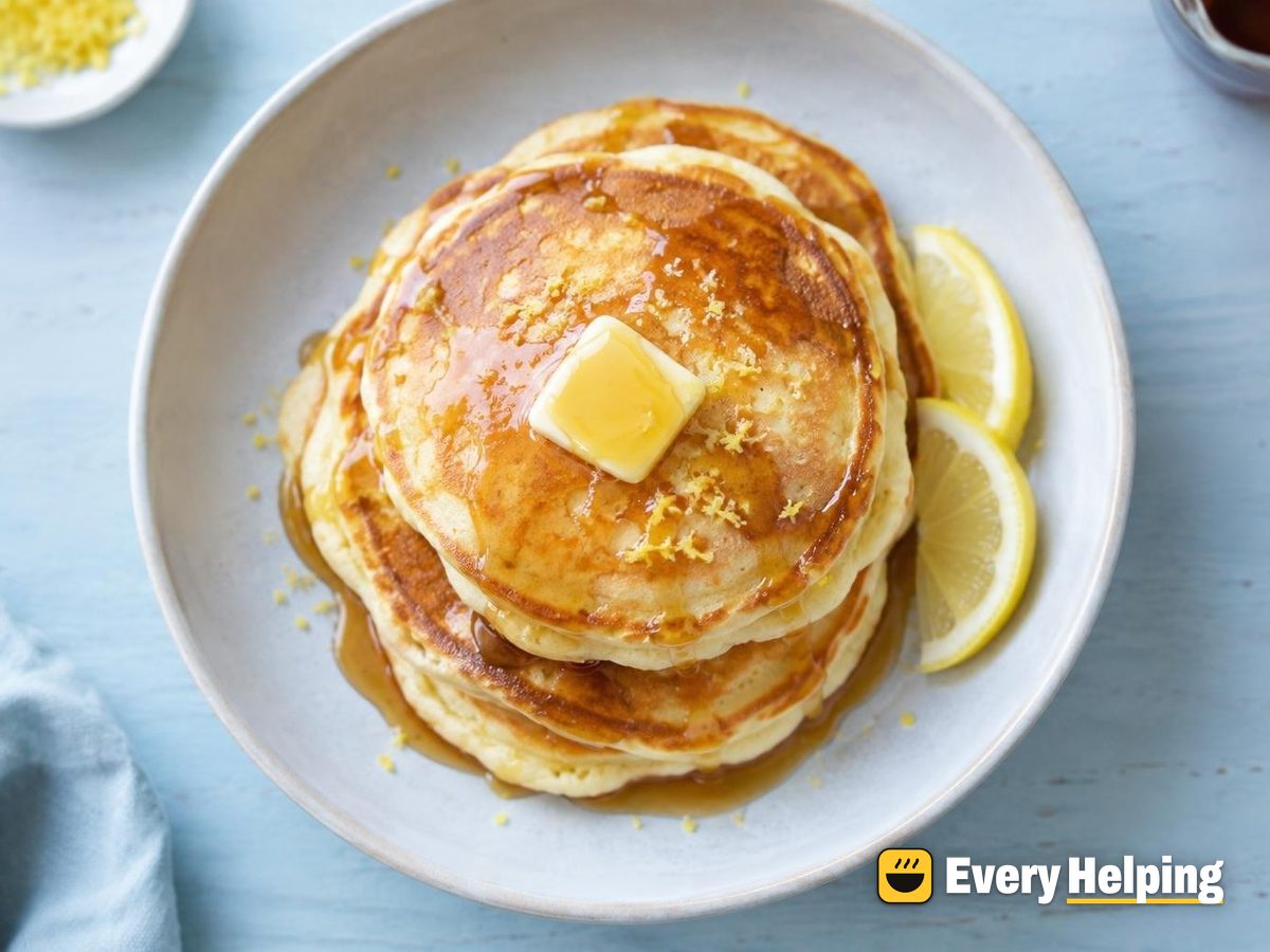 Fluffy Greek Yogurt Lemon Pancakes with Maple