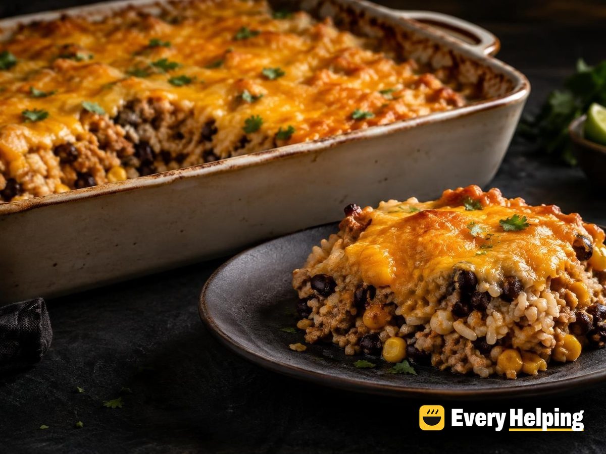 Southwest Turkey and Brown Rice Cheddar Bake