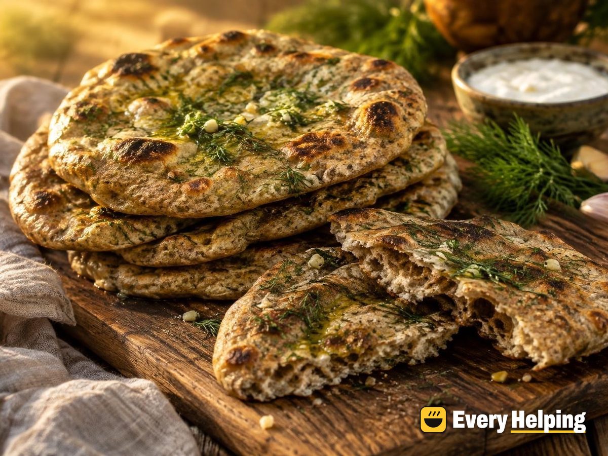 Rye Dill Garlic Naan with Kefir
