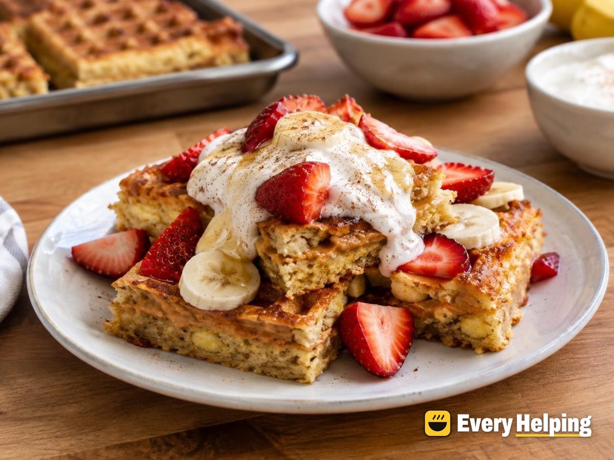 Sheet-Pan Banana Peanut Butter Cornmeal Waffles