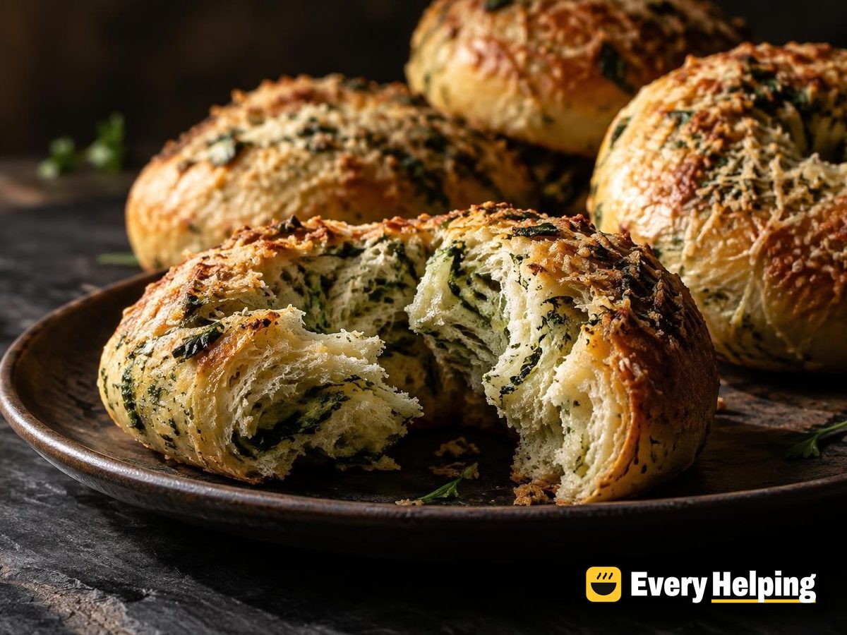 Greek Yogurt Garlic-Parsley Swirl Bagels