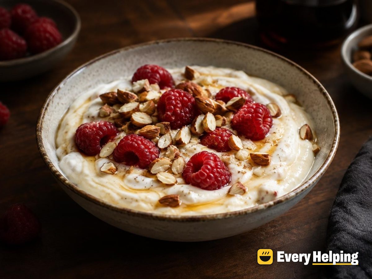 Maple-Vanilla Set Yogurt with Raspberries and Almonds