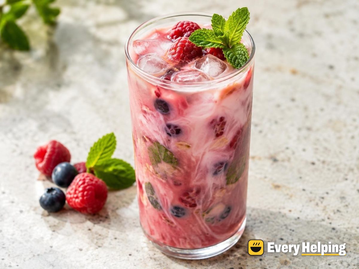 Iced Raspberry-Mint Herbal Tea with Oat Milk