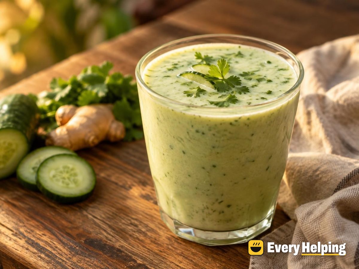 Salted Cucumber Ginger Lassi with Coriander