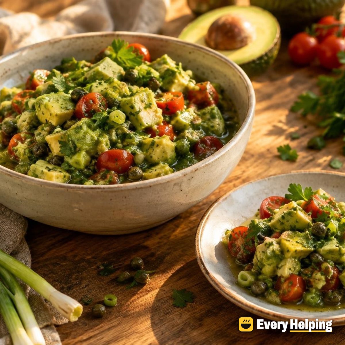 Chunky Avocado Garlic Salsa Verde Dressing
