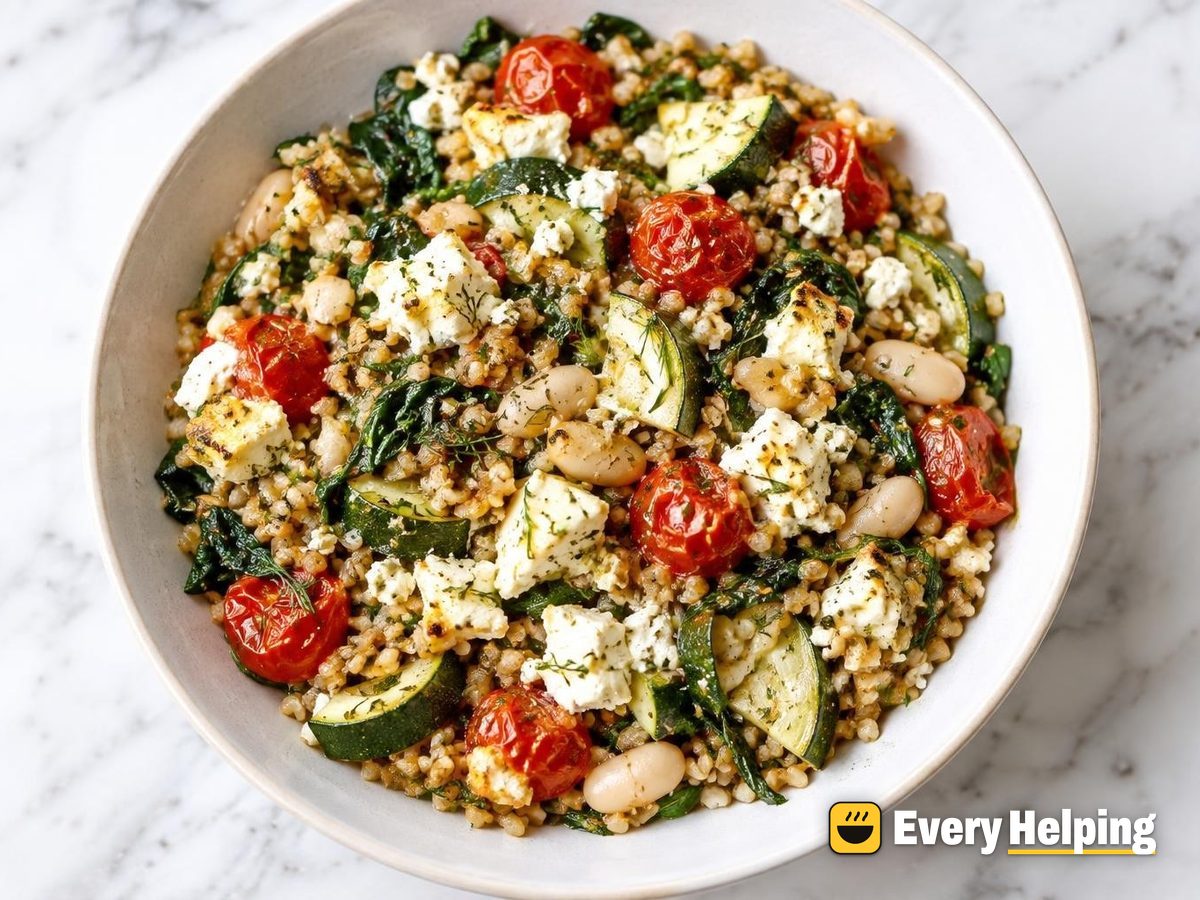 Greek Orzo-Style Spinach and Feta Casserole