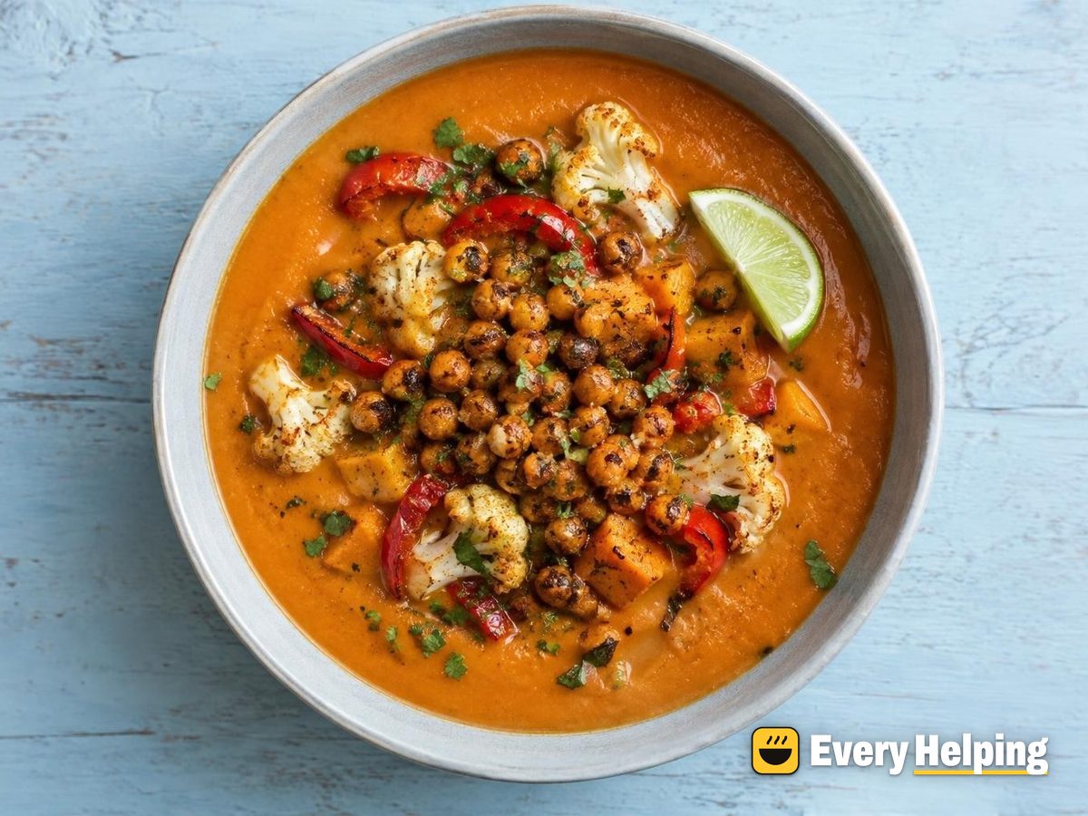 Roasted Red Pepper Cauliflower Coconut Soup