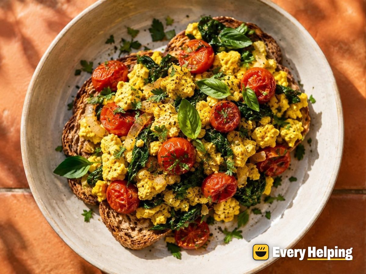 Turmeric Tofu Scramble with Tomatoes and Herbs