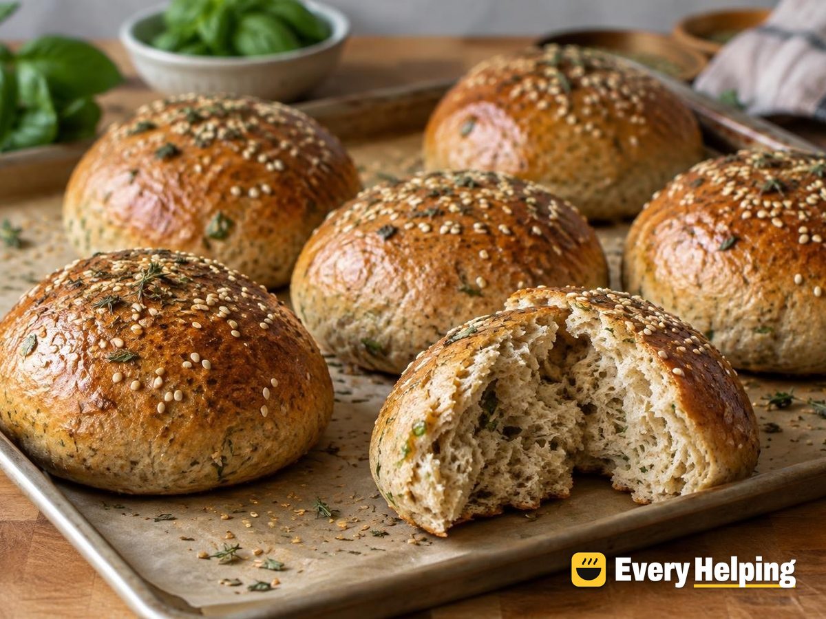 Whole Wheat Thyme and Basil Burger Buns