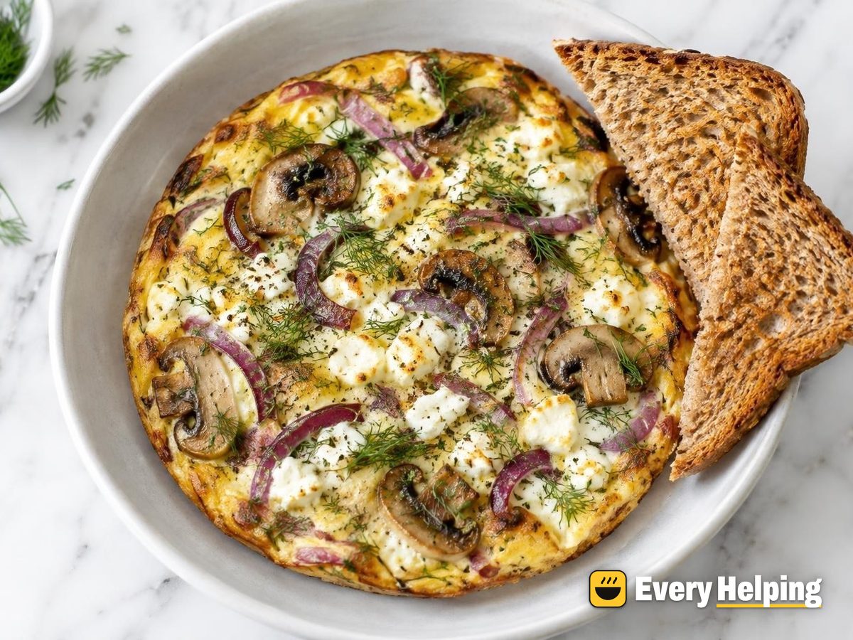 Feta Mushroom Onion Frittata with Dill