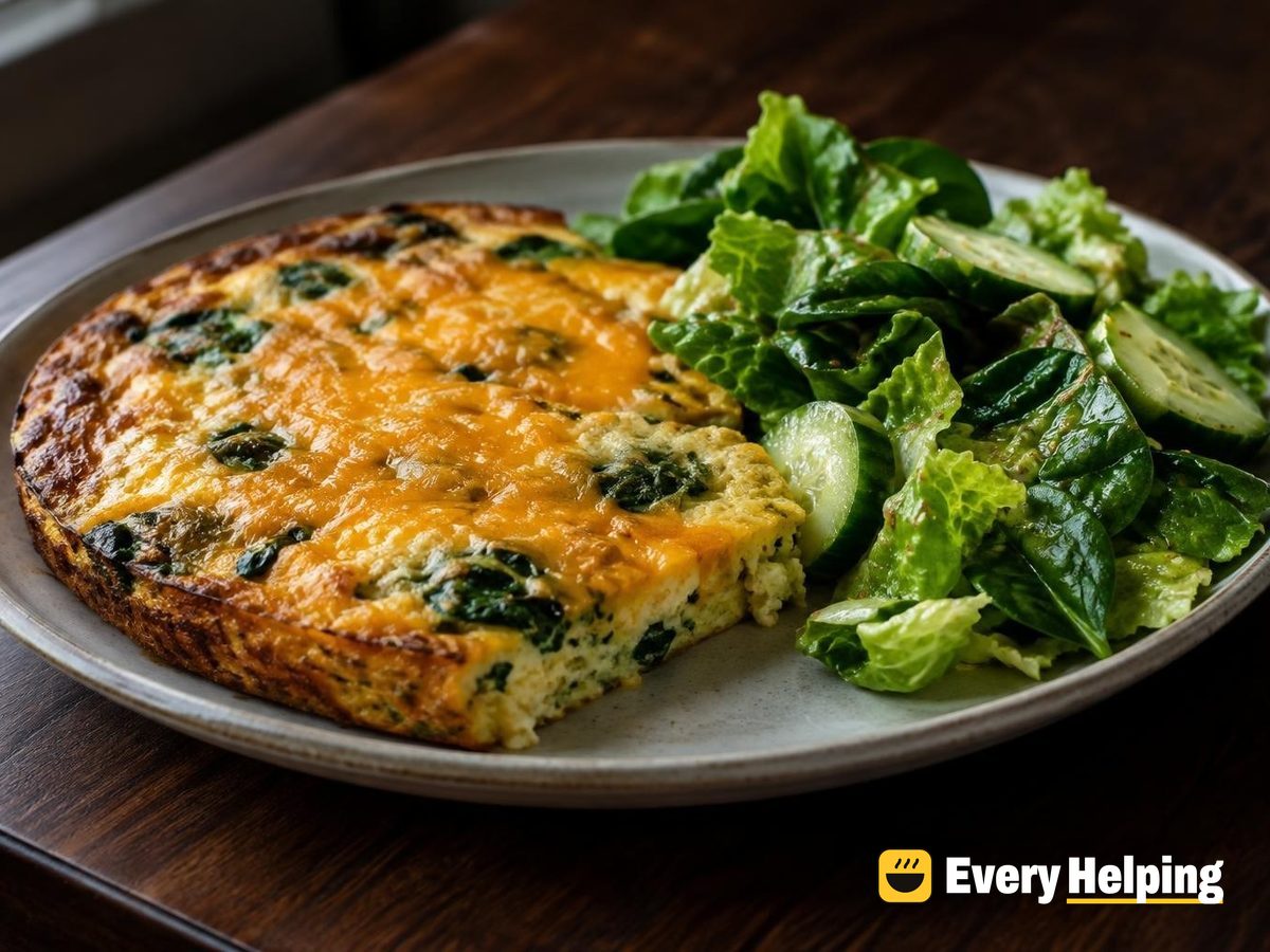 Cheddar Skillet Frittata with Lemony Greens