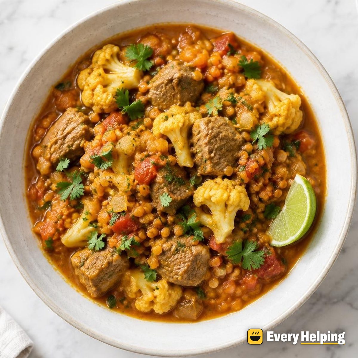 Pork Shoulder, Red Lentil and Cauliflower Curry