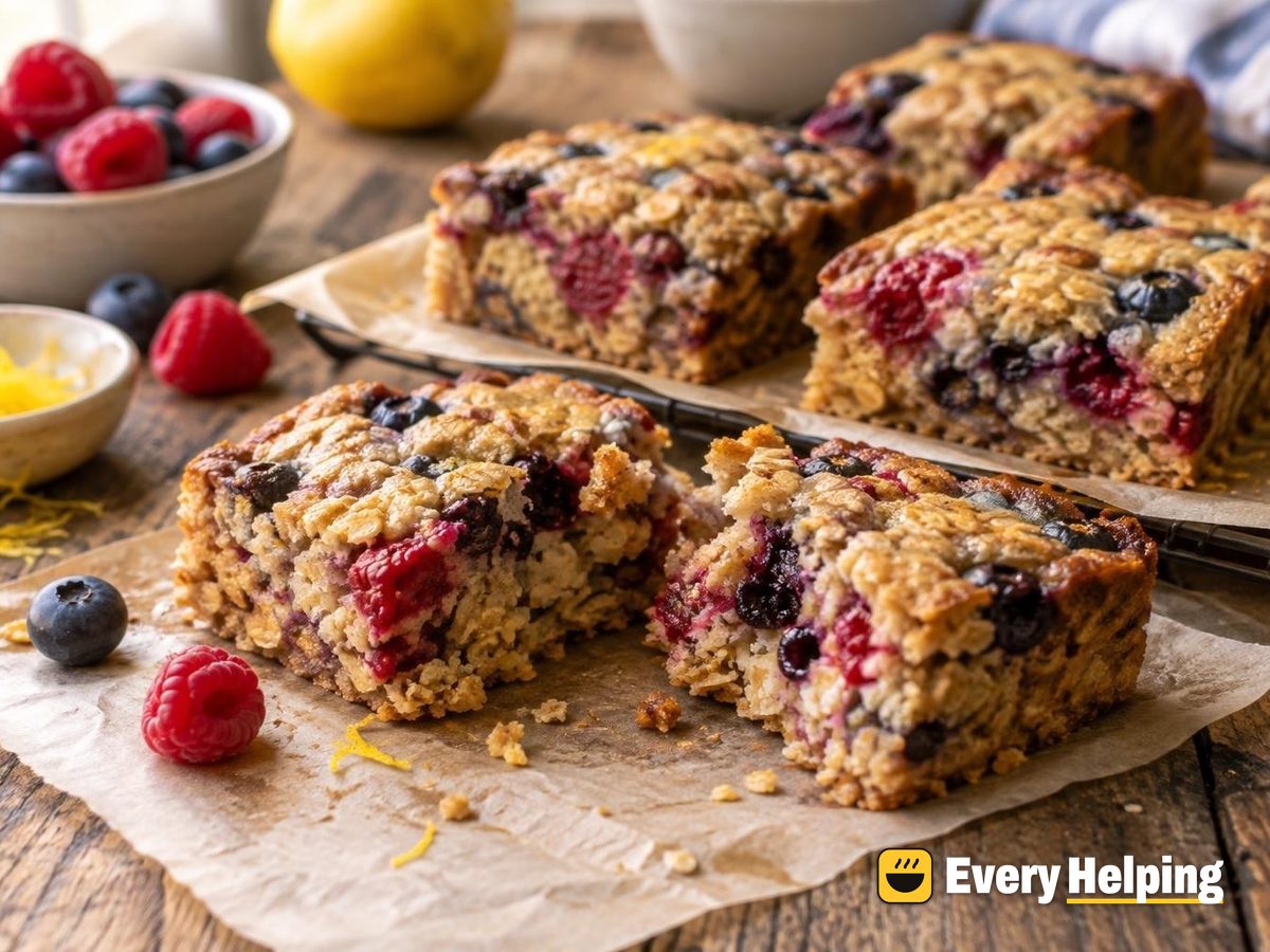Raspberry Blueberry Baked Oatmeal Bars