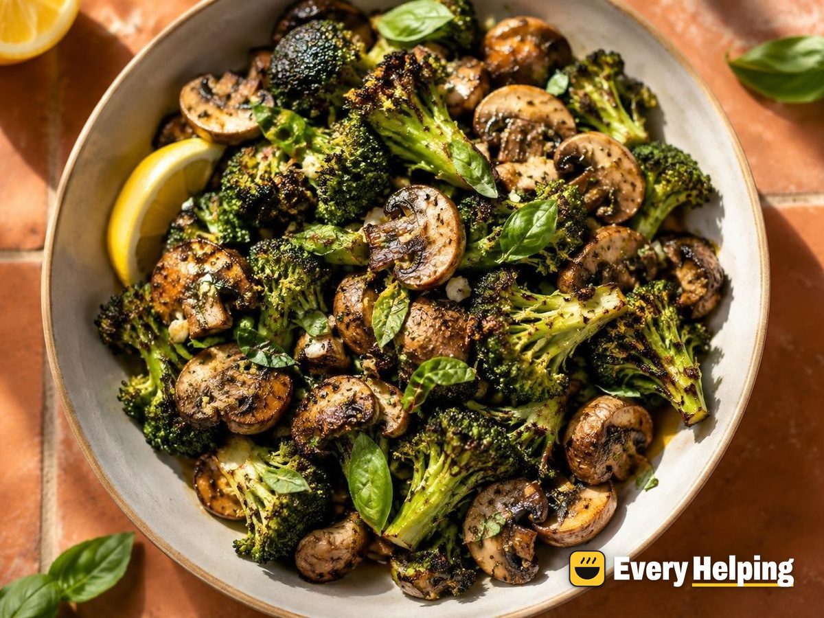 Garlic Herb Roasted Broccoli and Mushrooms