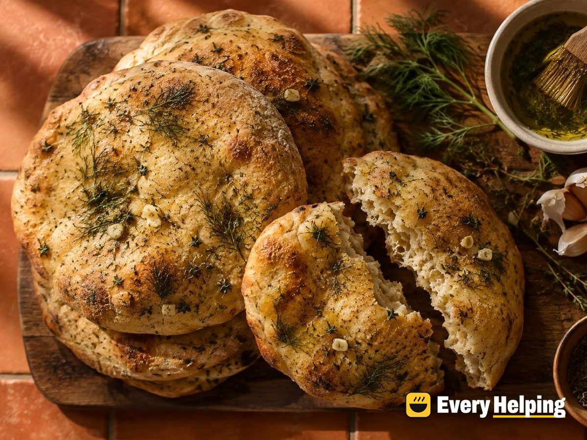Spelt Garlic Pita with Dill and Thyme