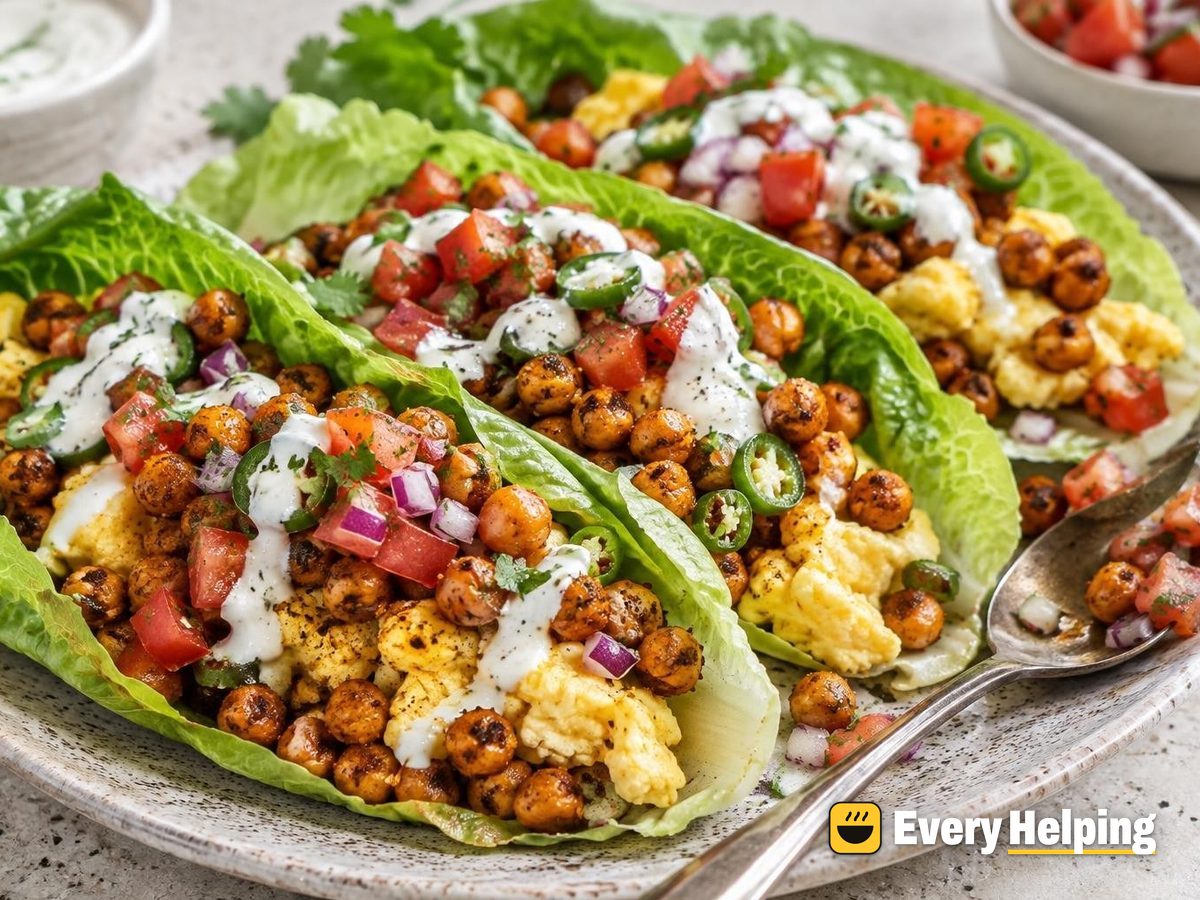 Spiced Chickpea and Egg Breakfast Lettuce Wraps