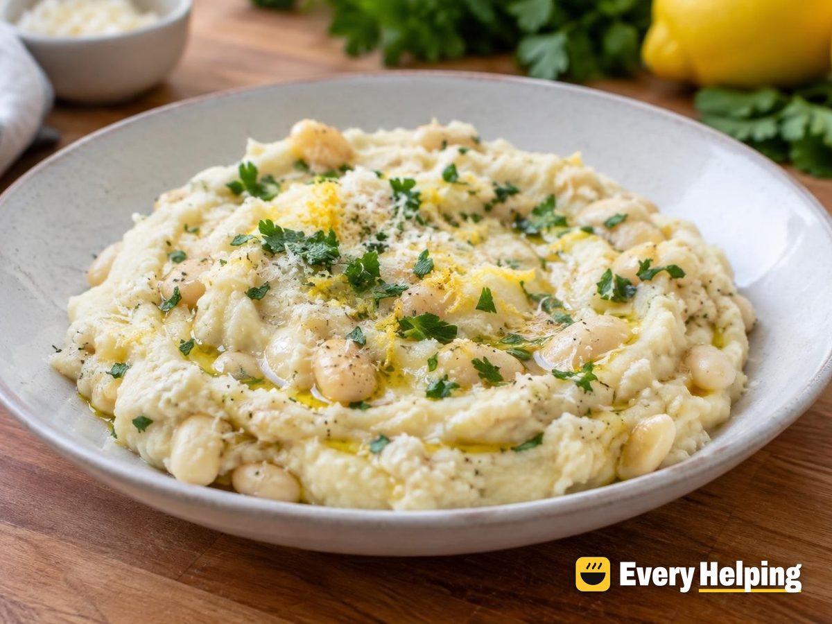 Lemony Mashed Cauliflower and White Beans