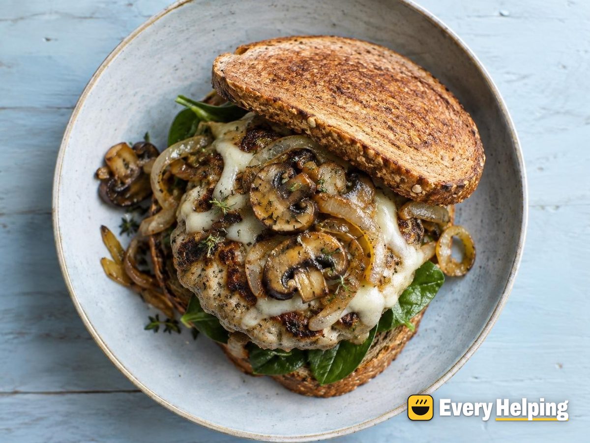 Grilled Turkey Burgers with Thyme Mushrooms