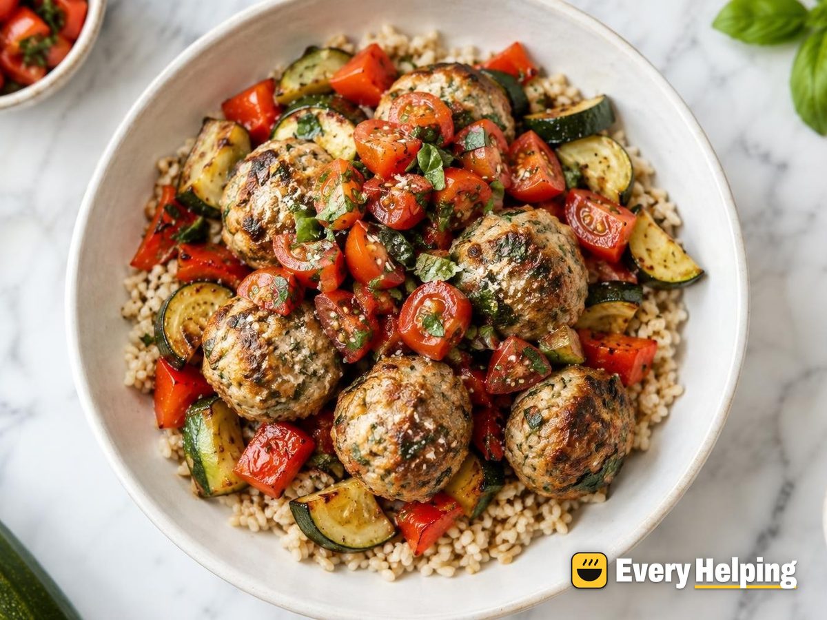 Italian Turkey Meatball Brown Rice Bowls