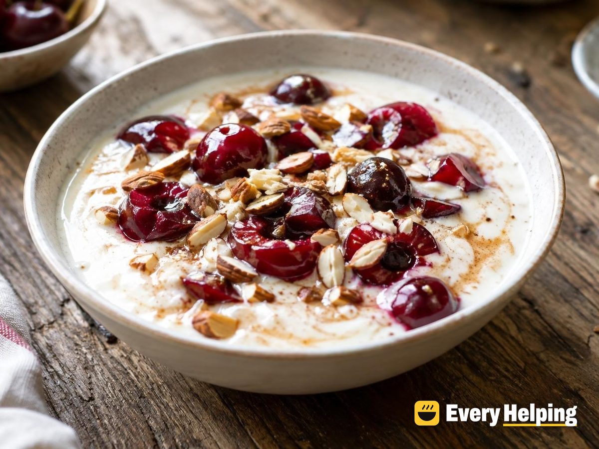 Pourable Vanilla-Cardamom Yogurt with Cherries