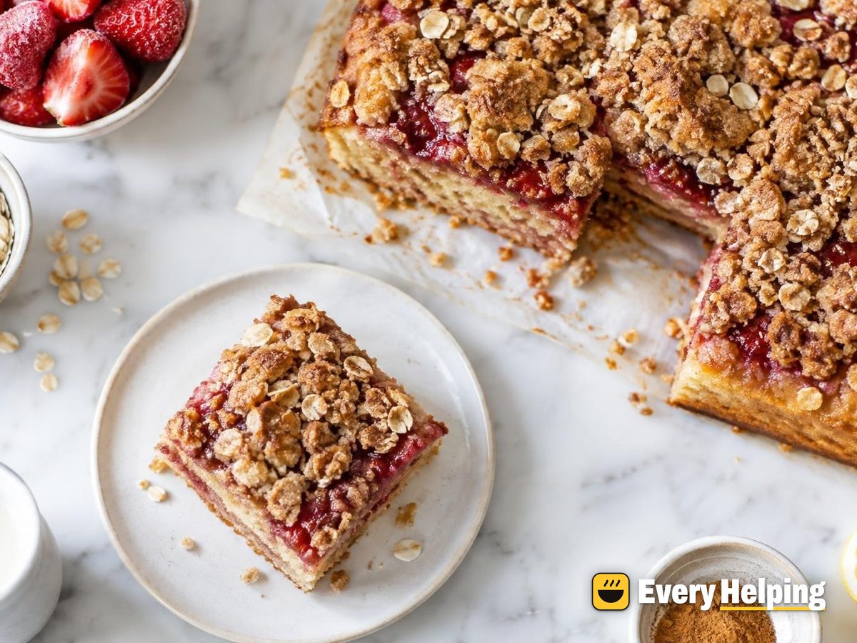 Brown Butter Strawberry Oat Crumble Snack Cake