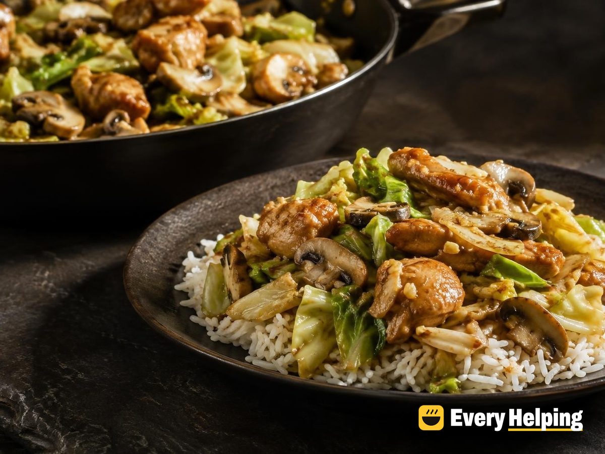 Ginger Garlic Chicken, Cabbage and Mushroom Stir-Fry