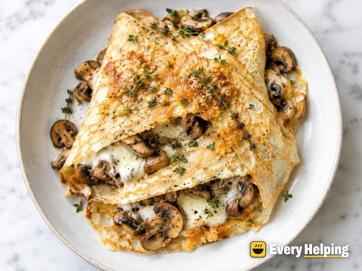 Gruyère-Style Mushroom Thyme Crêpes with Mozzarella
