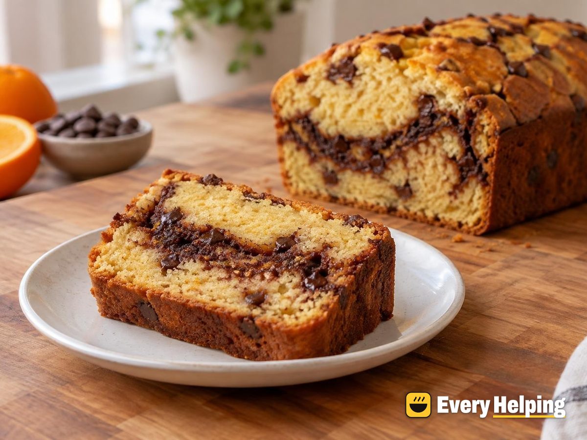 Orange Loaf Cake with Cocoa Ribbon