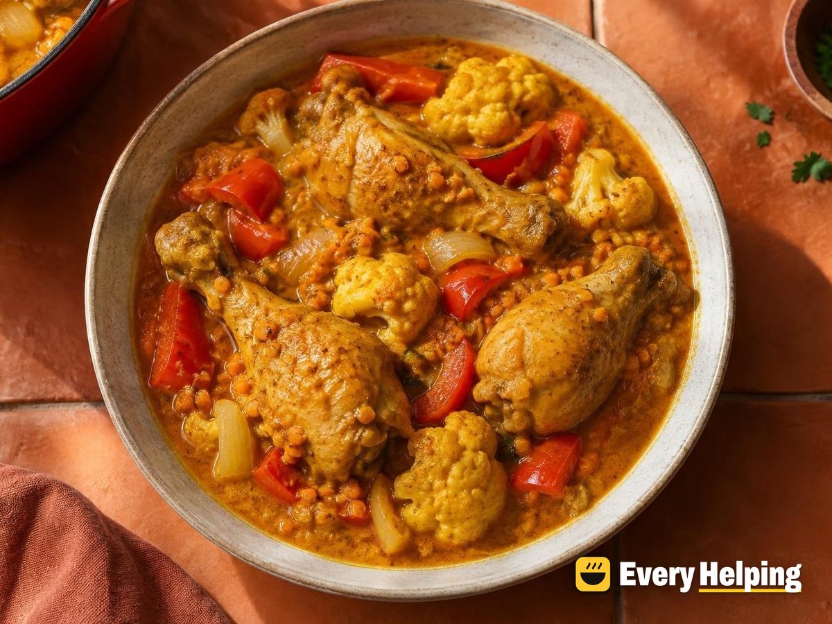 Curried Chicken Drumstick Coconut Stew with Lentils