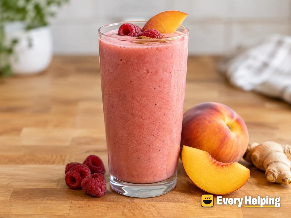Raspberry Peach Ginger Almond Milk Smoothie