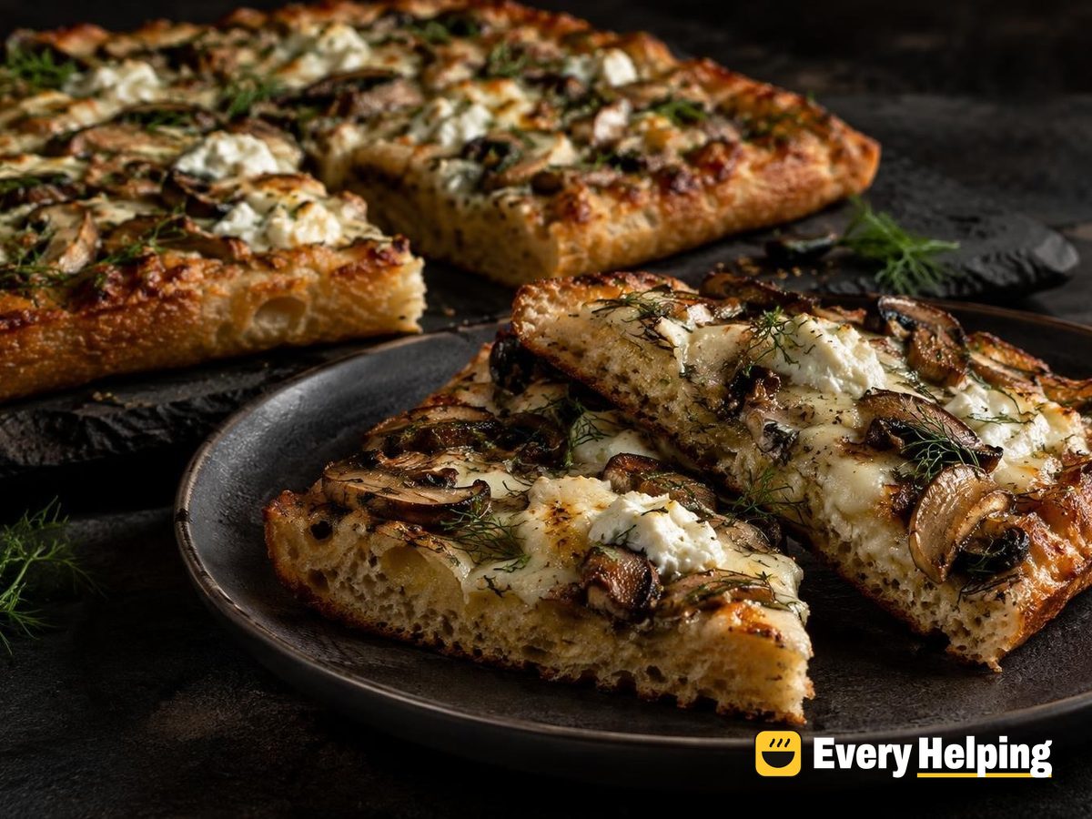 Overnight Mushroom Dill Pan Pizzas with Ricotta