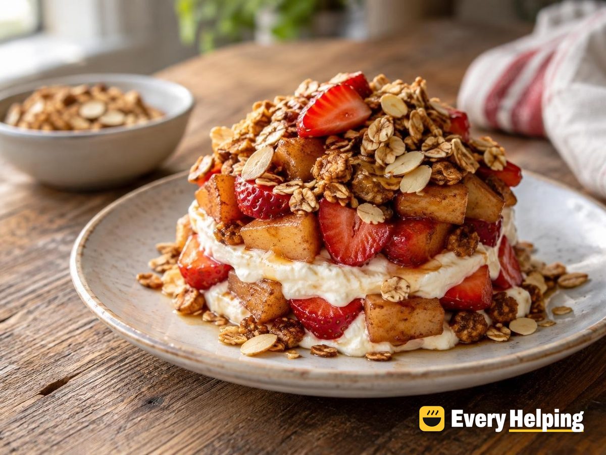 Apple Cinnamon Strawberry Parfait with Toasted Oats