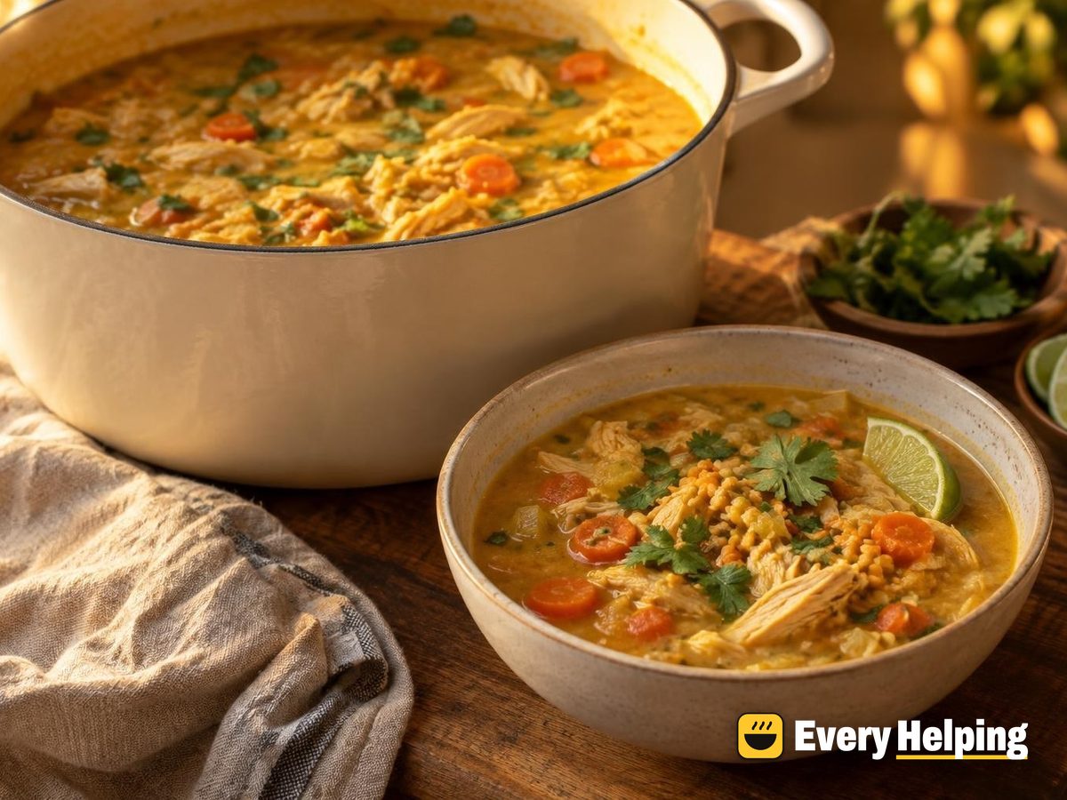 Curried Coconut Chicken Soup with Red Lentils