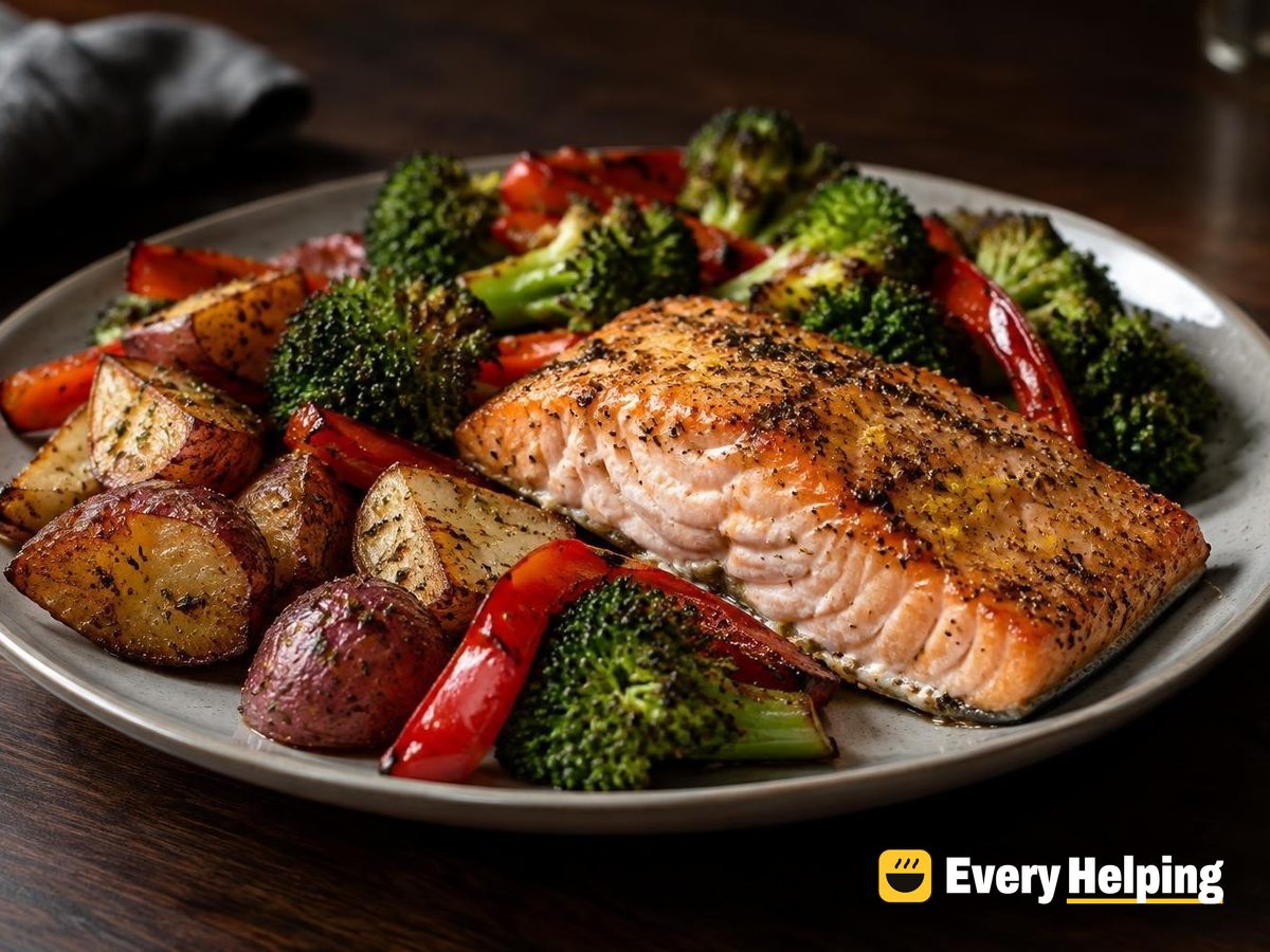 Lemon Pepper Salmon Sheet Pan Dinner