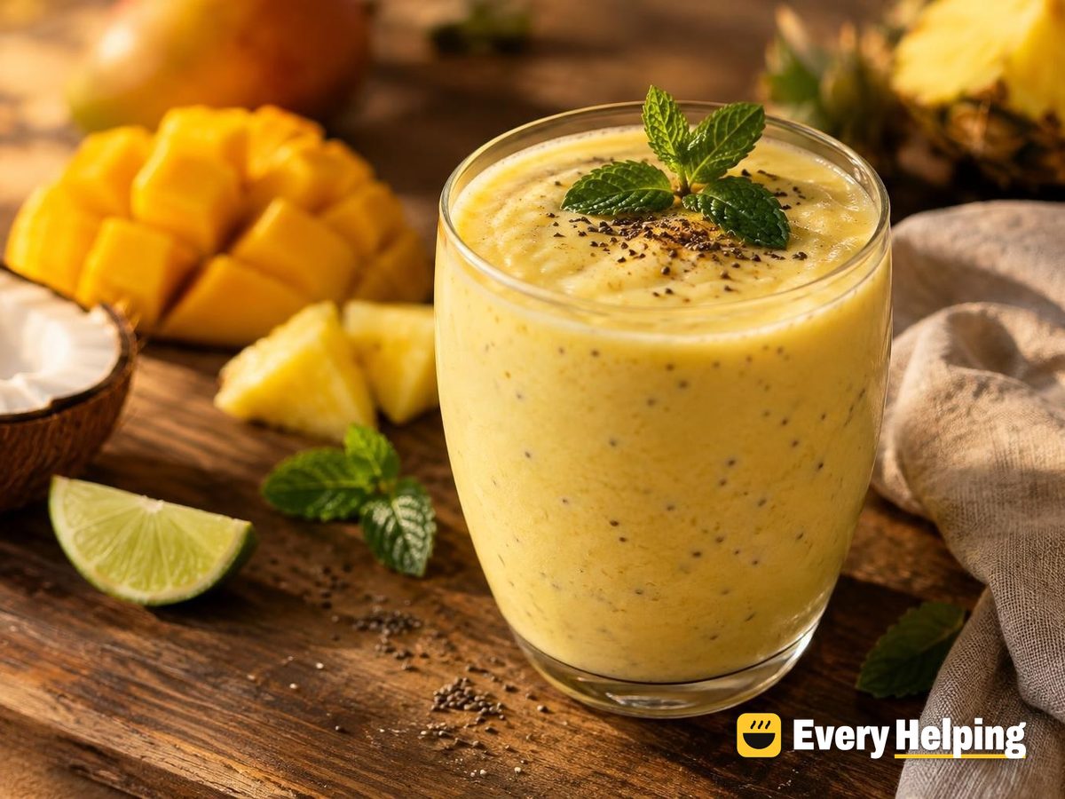 Mango Pineapple Coconut Lassi with Mint