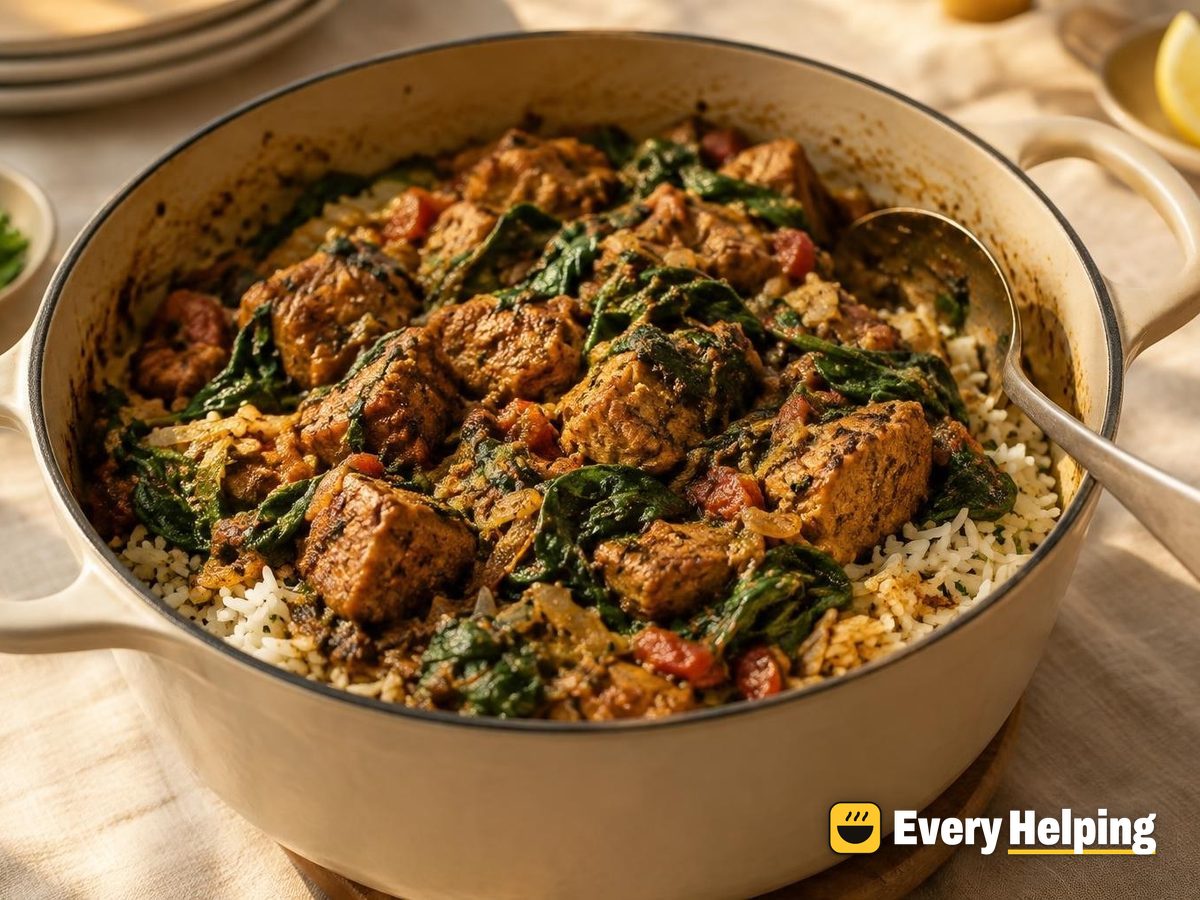 Dry Spiced Pork and Spinach Bhuna