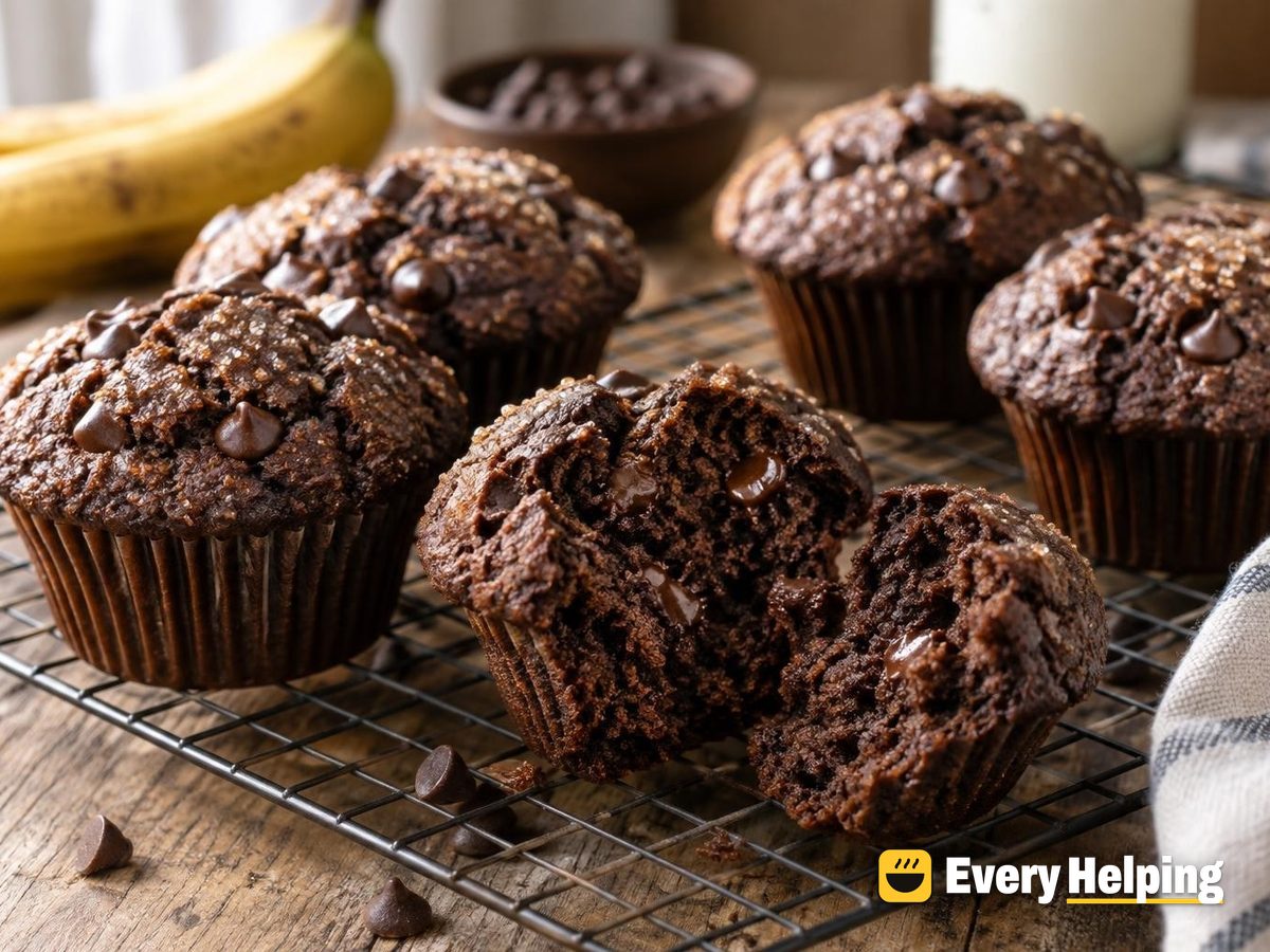 Double Chocolate Banana Buttermilk Muffins