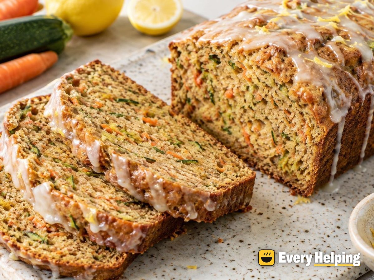 Carrot Zucchini Bread with Lemon Glaze