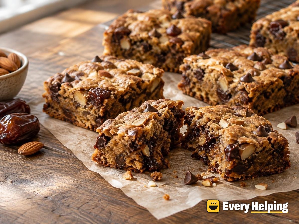 Mocha Date Almond Chocolate Chip Blondies