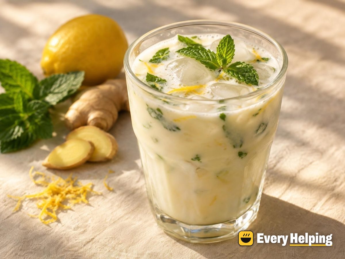 Iced Lemon-Mint Herbal Skim Latte